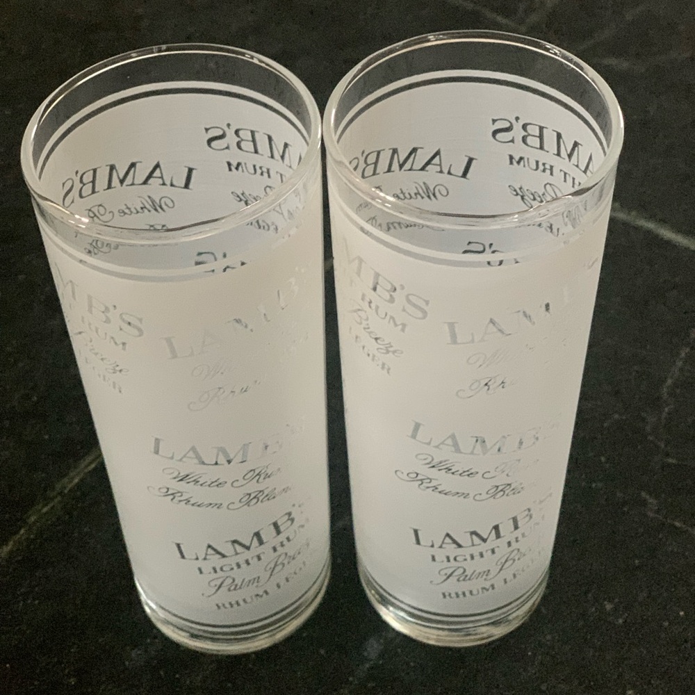 LAMB’S RUM | Set of 2 | Tall Frosted Cocktail Glasses